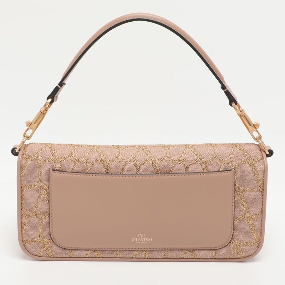 Valentino Loco Dusty Pink/gold Iconographe Canvas Flap Bag - Picture 4 of 7